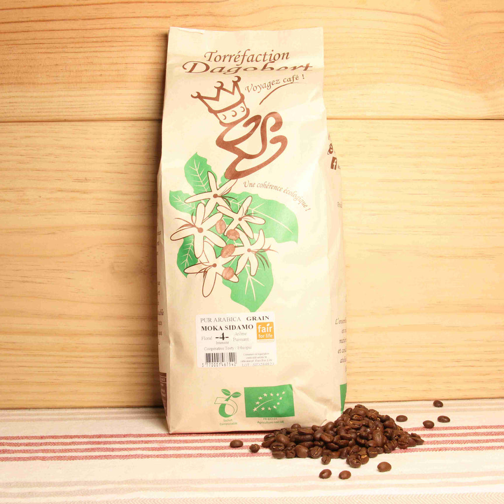 Café grain Ethiopie floral & puissant BIO - intensité 7/10 - 1kg Cafés Dagobert vrac-zero-dechet-ecolo-balma-gramont