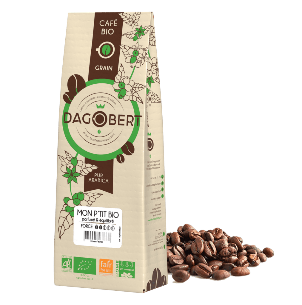 Café grain Mon p'tit bio parfumé & équilibré BIO - intensité 4/10 - 1kg Cafés Dagobert vrac-zero-dechet-ecolo-balma-gramont