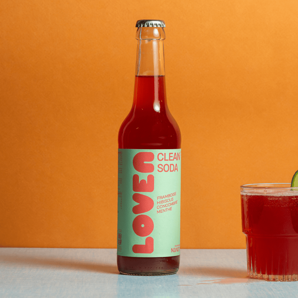 Clean Soda framboise hibiscus concombre menthe BIO - 33cl Loven Crew - Brasserie L'Indispensable vrac-zero-dechet-ecolo-balma-gramont