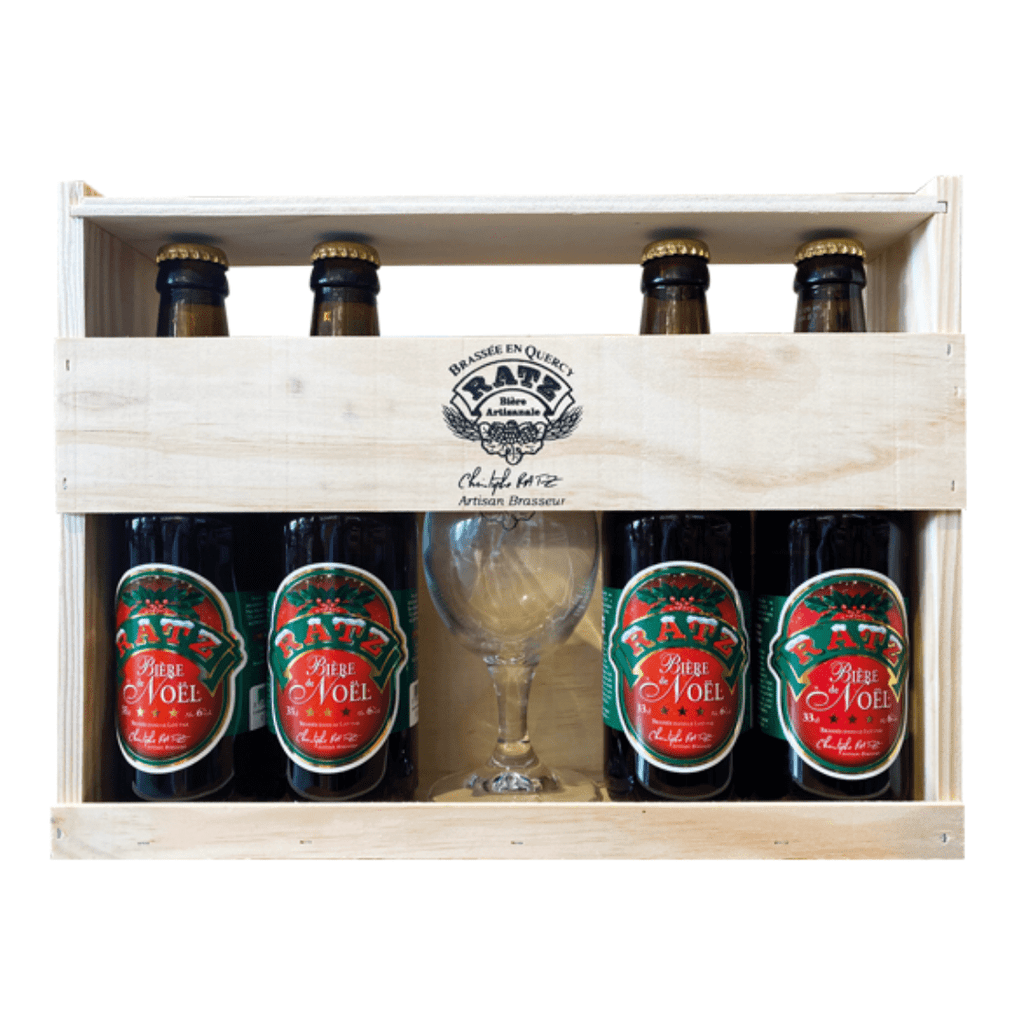 Coffret bières de Noël en bois - Ratz - 4 x 33cl + 1 verre Ratz vrac-zero-dechet-ecolo-balma-gramont