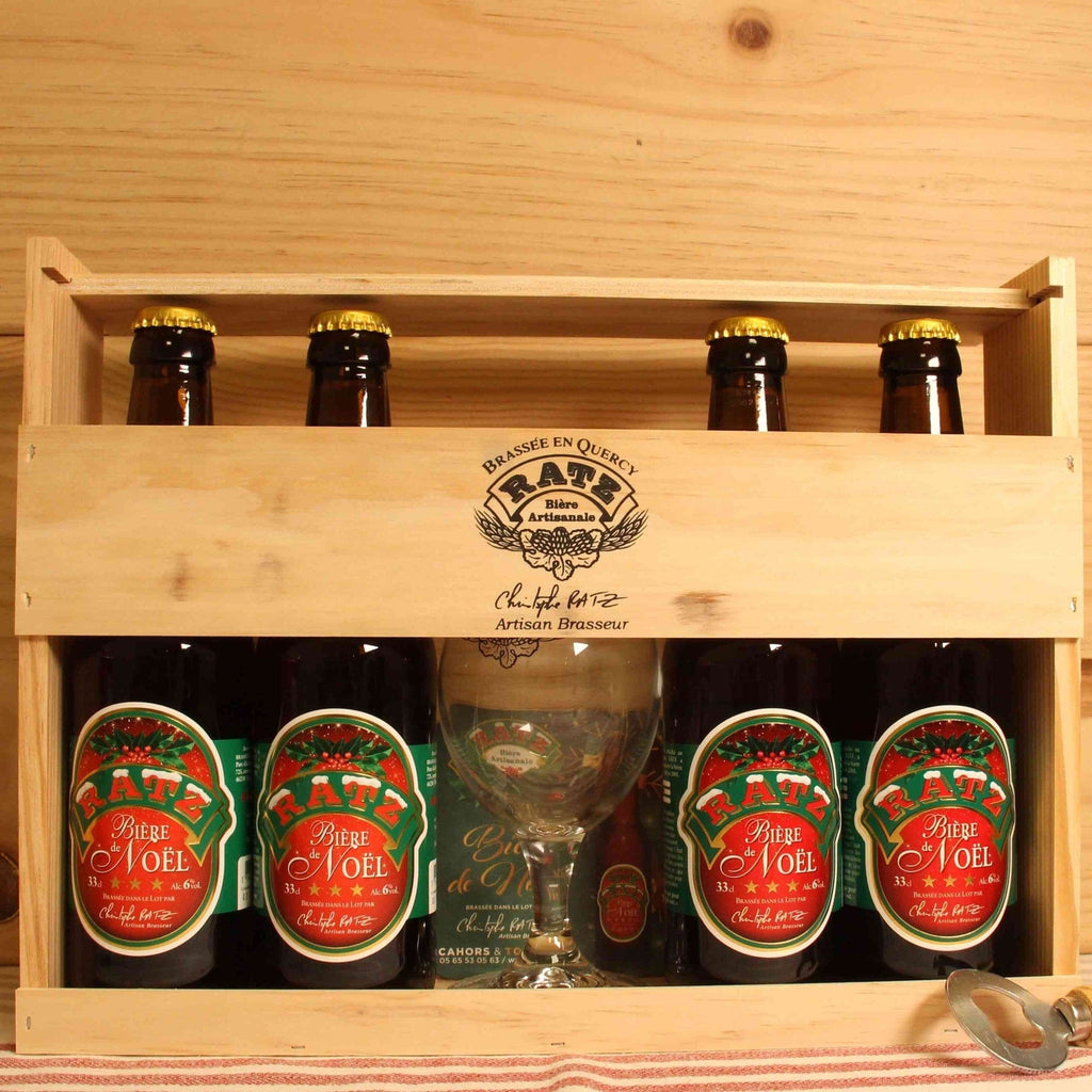 Coffret bières de Noël en bois - Ratz - 4 x 33cl + 1 verre Ratz vrac-zero-dechet-ecolo-balma-gramont