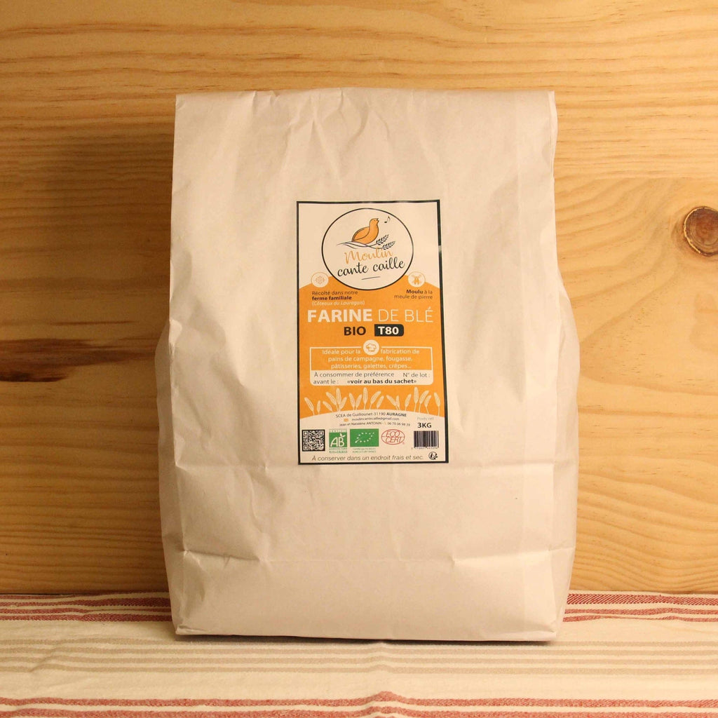 Farine de Blé tendre semi complète T80 BIO- 3 kg Moulin Cante Caille vrac-zero-dechet-ecolo-balma-gramont
