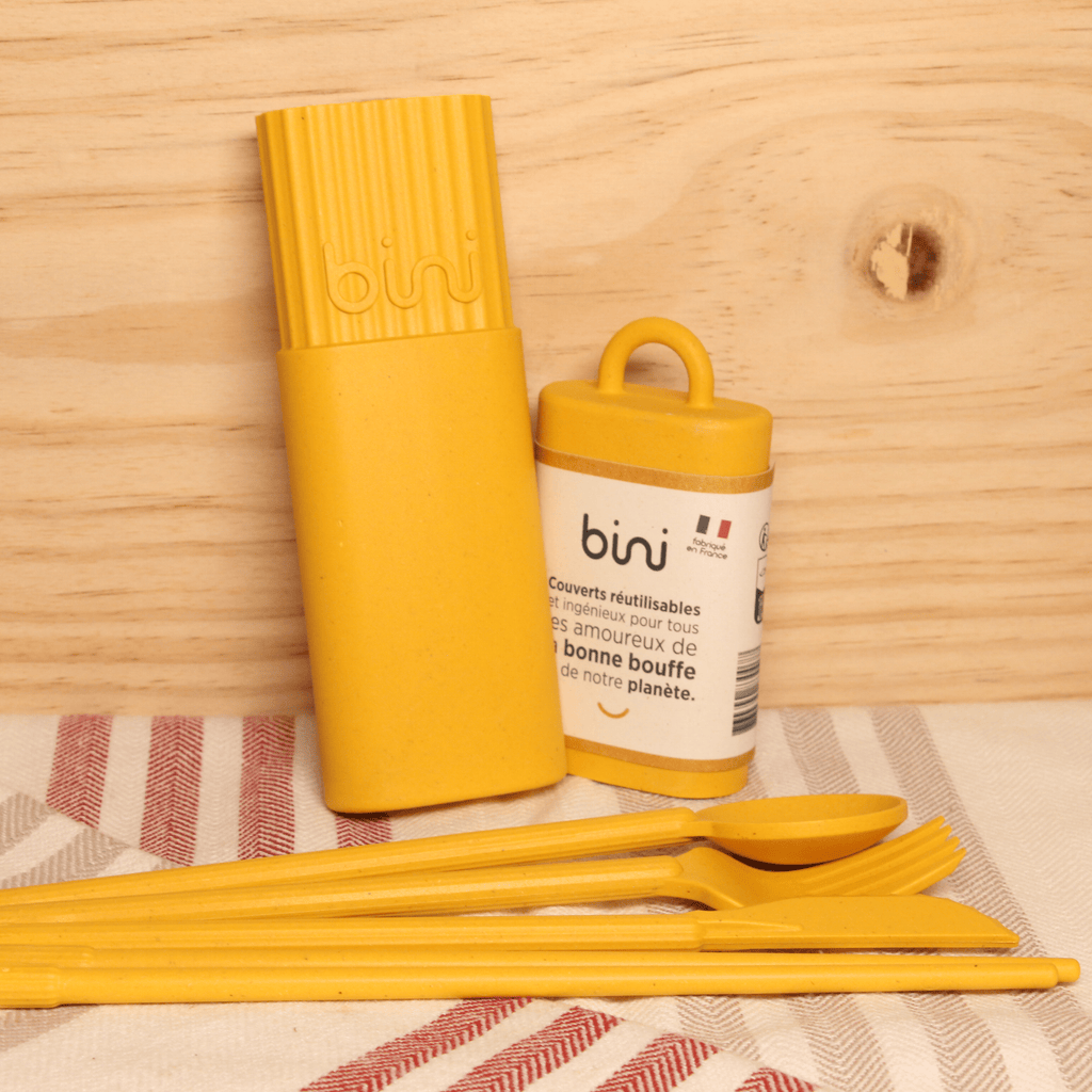 Kit couverts réutilisables Bini jaune Bini vrac-zero-dechet-ecolo-balma-gramont