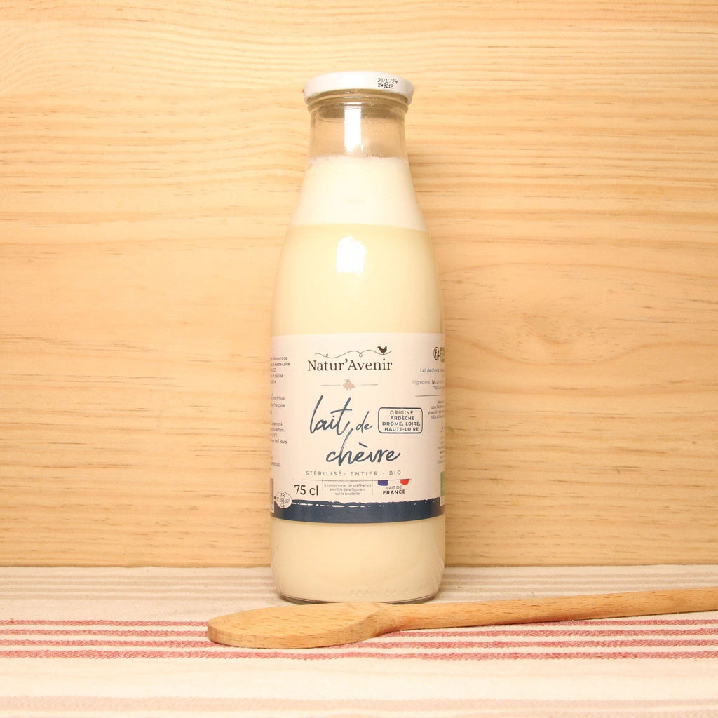 Lait de chèvre entier stérilisé BIO - bouteille verre 75cl Natur'Avenir vrac-zero-dechet-ecolo-balma-gramont