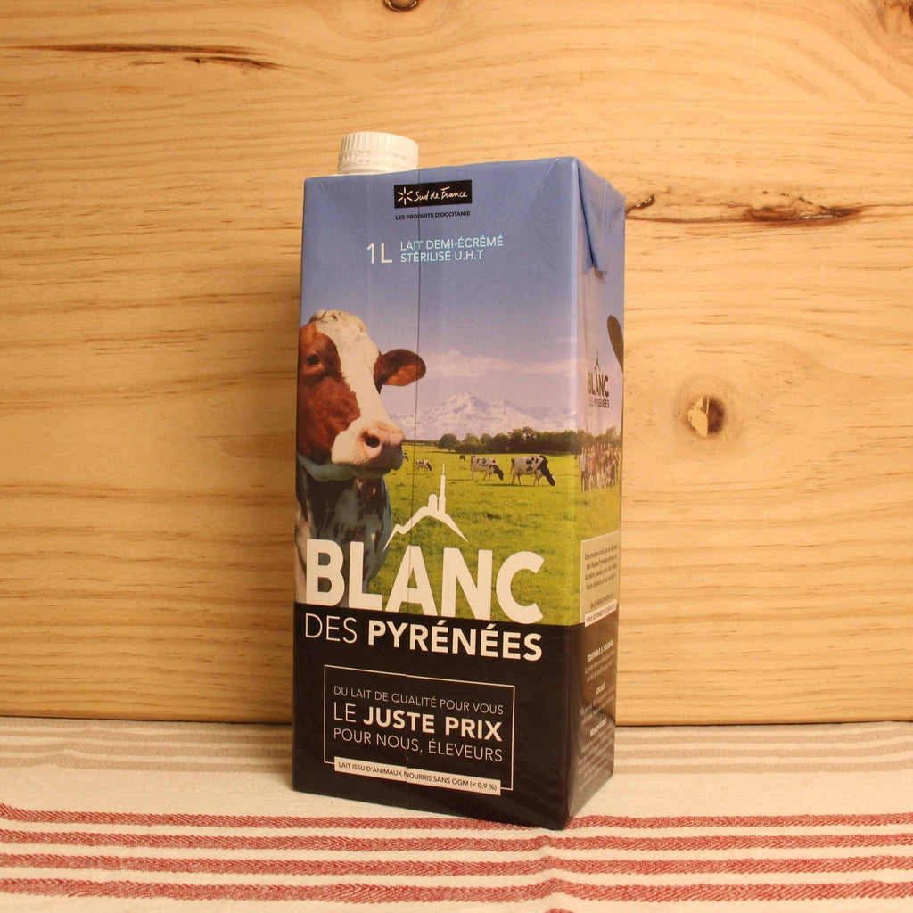 Lait demi-écrémé UHT - brique d'1L Blanc des Pyrénées vrac-zero-dechet-ecolo-balma-gramont
