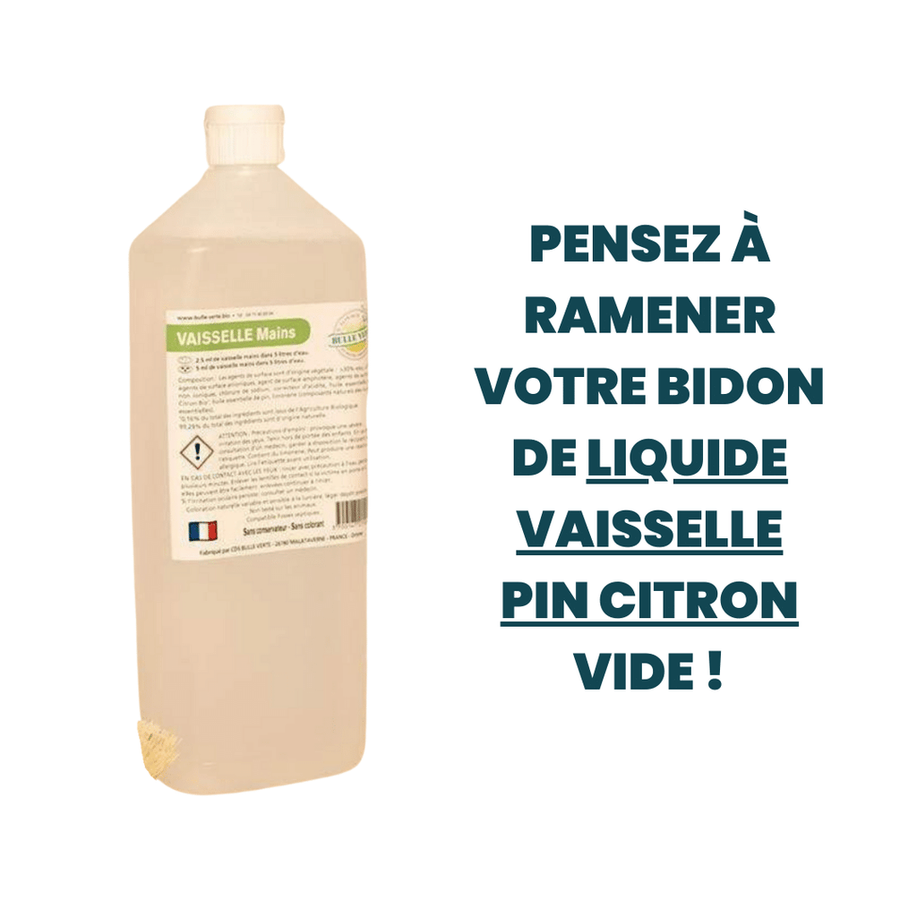 Liquide vaisselle super concentré Pin Citron RECHARGE - 1L Bulle Verte vrac-zero-dechet-ecolo-balma-gramont