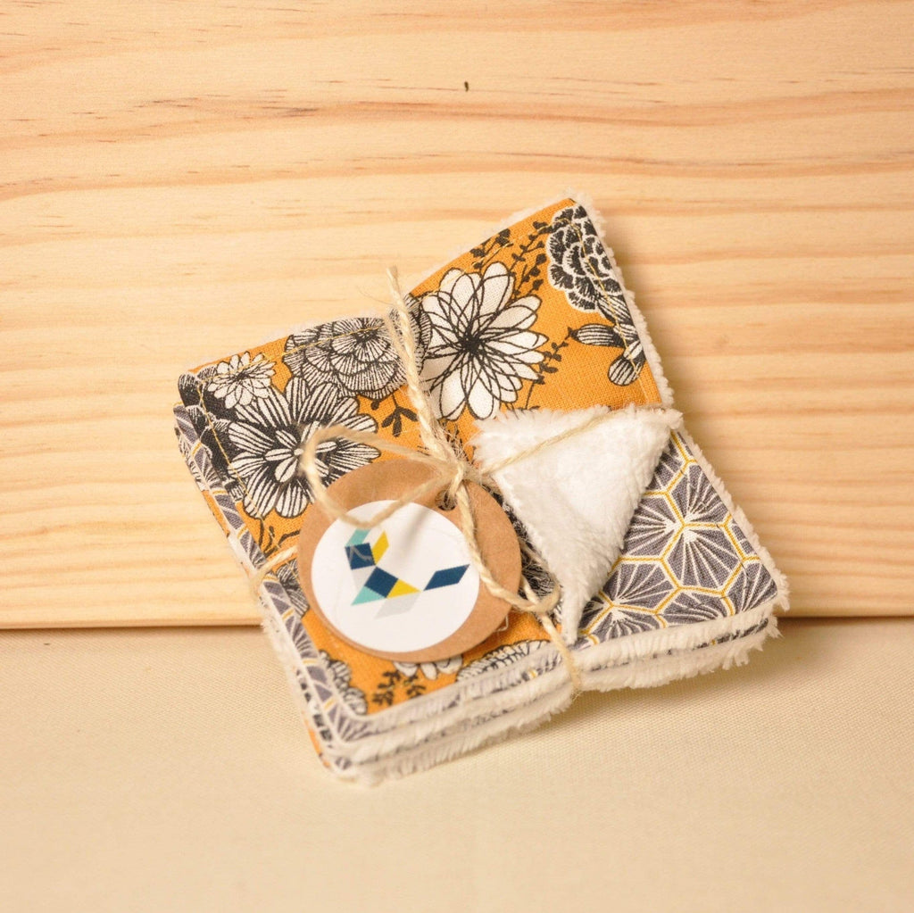 Lot de 5 démaquillettes "Fleurs d'or" Joli Tintamarre vrac-zero-dechet-ecolo-balma-gramont