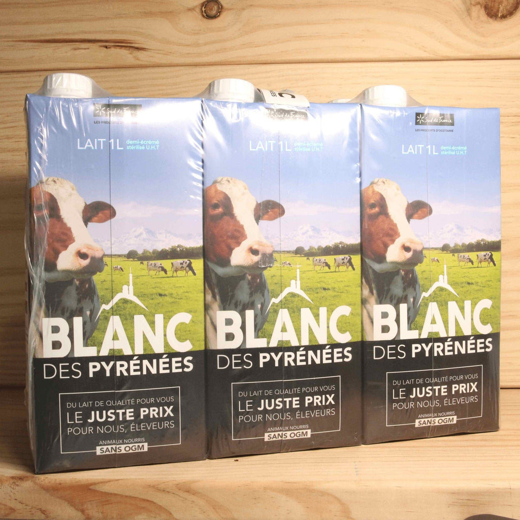 PACK DE 6 x Lait demi-écrémé 1L Blanc des Pyrénées vrac-zero-dechet-ecolo-balma-gramont