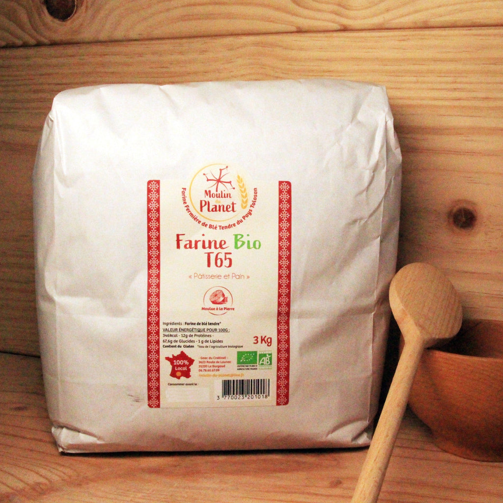 Farine de blé tendre BIO - sac 3kg - T 65 (blanche) Moulin du Planet vrac-zero-dechet-ecolo-balma-gramont